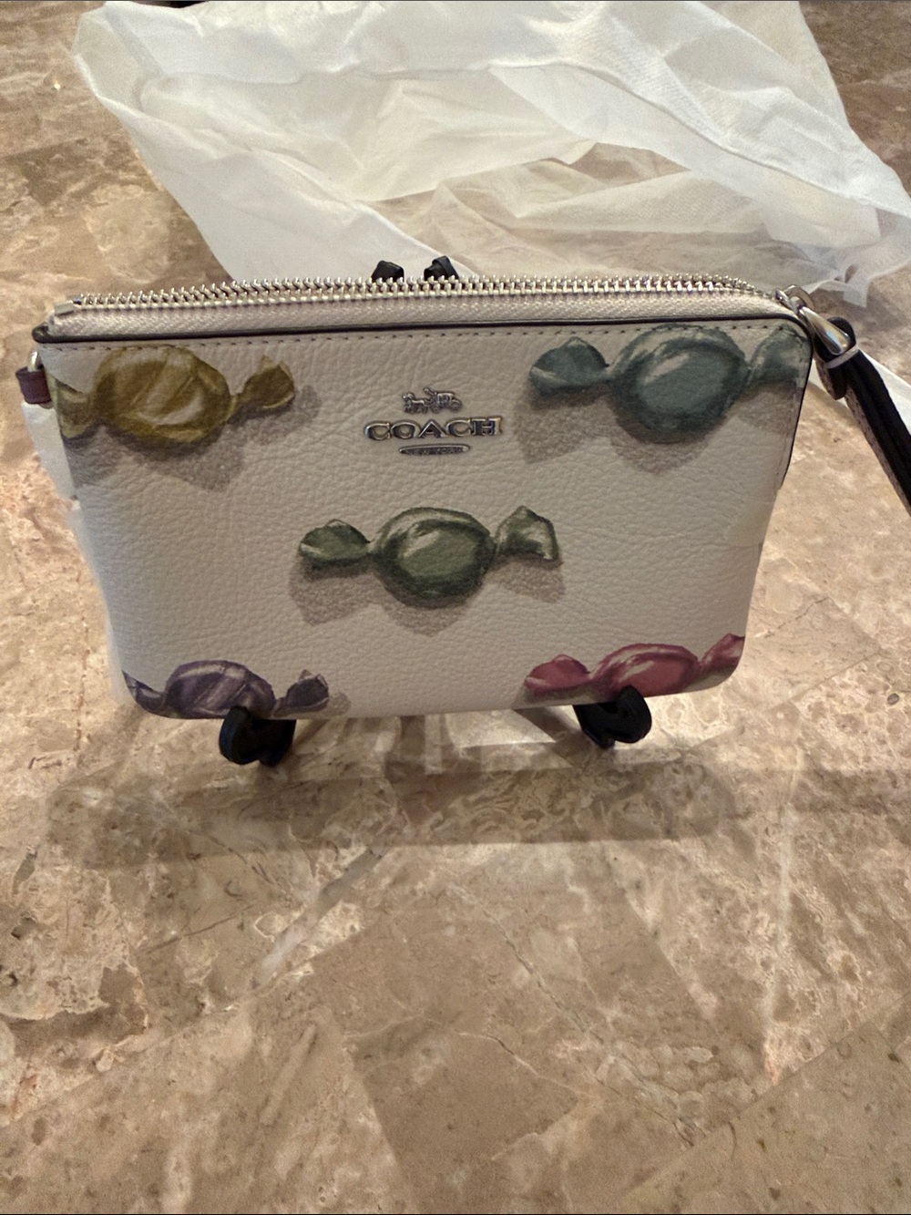 COACH White Leather Candy Print Wristlet NWT - Picture 6 of 6